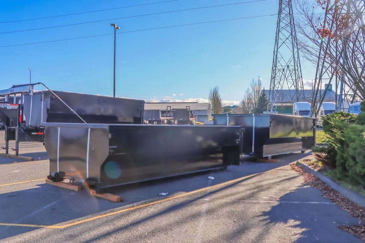 Roll-off dumpster ready for waste disposal at job site for 3 Yard Dumpster Rental in Dallas
